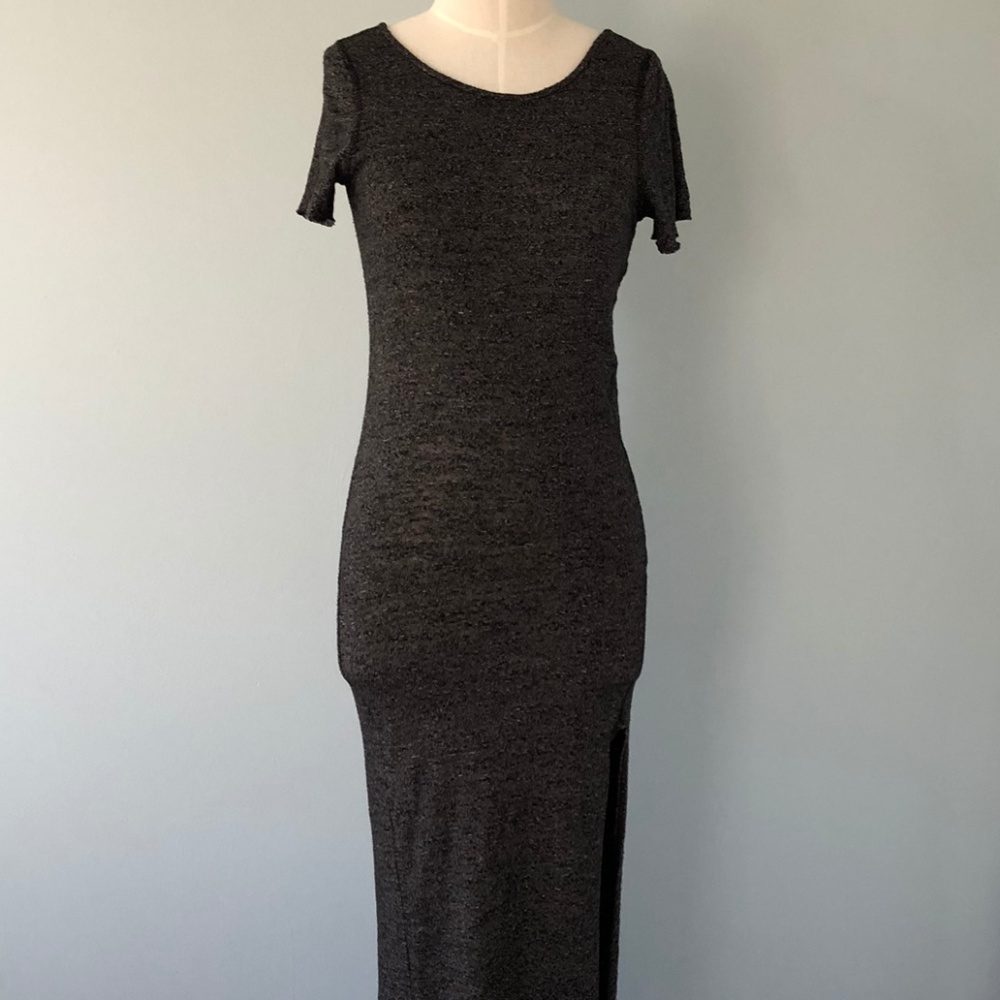 Free People Gray Short Sleeve Maxi with Scoop Back
